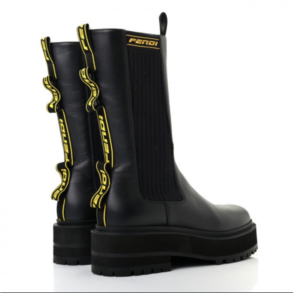 Fendi Logo Tape Biker Chelsea Boots